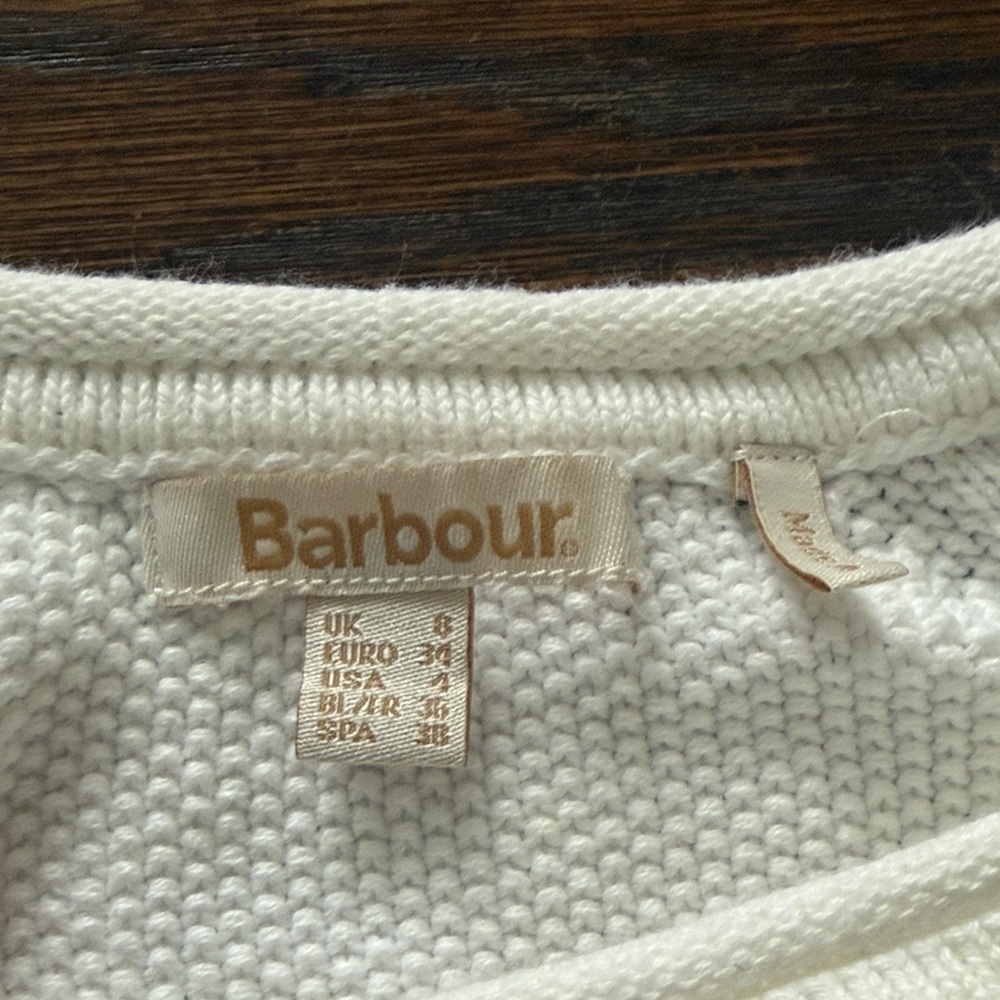 Barbour White Crew Neck Sweater - Picture 3 of 5